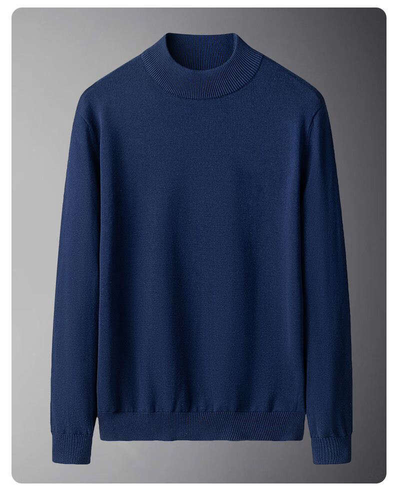 MiiOW Men's Half Turtleneck Knit Sweater Autumn Winter New Casual Versatile Fleece Lined Warm Base Shirt 5