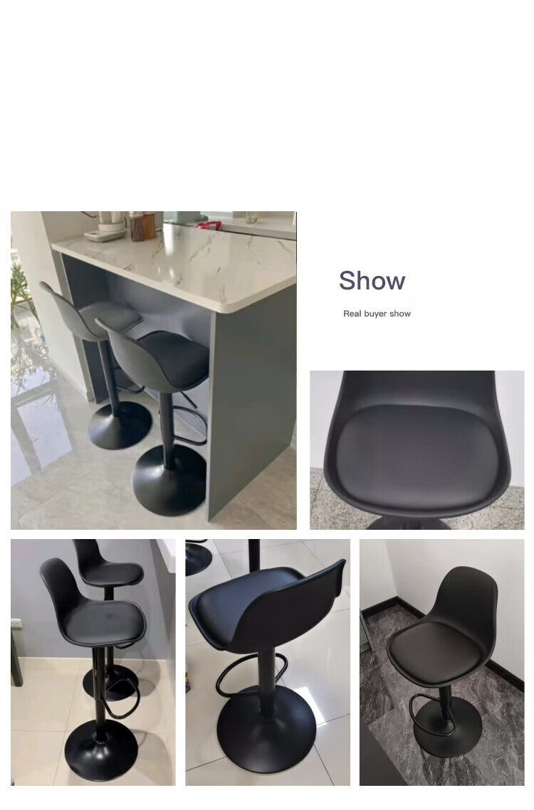 Huakaizhixing Bar Stool, High Chair, High Stool, Adjustable Height Bar Stool with Backrest, Home Chair, Large Base, BY520 Black 15