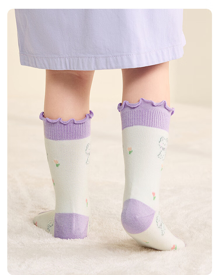 BALABALA BalaOne Children's Socks Autumn Winter Girls' Socks Jacquard Medium to Large Kids Wool Blend Three-Pair Pack 208425172001 3