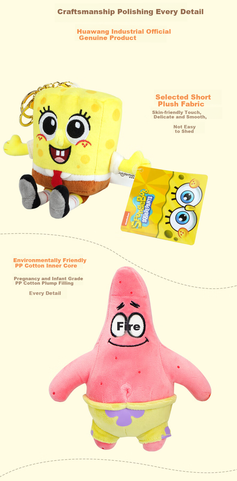 POTDEMIEL SpongeBob Patrick Star Backpack Pendant Doll Plush Toy, Gift for Girls, New Year's Eve Present, Cute Stuffed Animal Hanging Ornament 1
