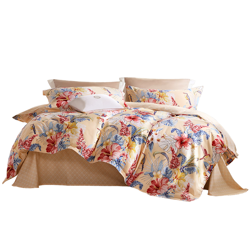 FUANNA Pure Cotton Brushed Bedding Set, 100% Cotton Four-Piece Set, All Seasons Double King Size Duvet Cover 230*229cm