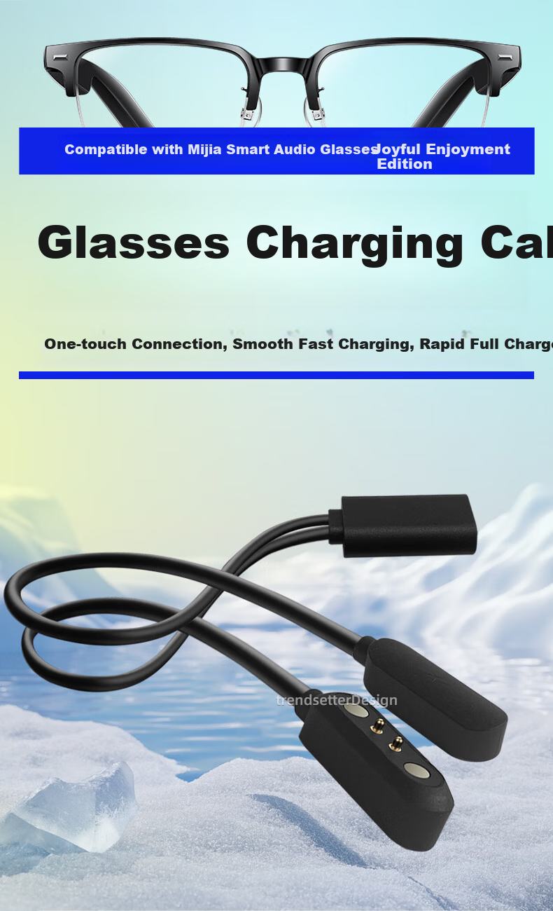 Chaofan Compatible with Jinghuan Glasses Charging Cable And Charger SS0201GL, Mijia Bluetooth Headphones Glasses Yj006/mz02 Two-In Magnetic Charging Cord Accessory 1