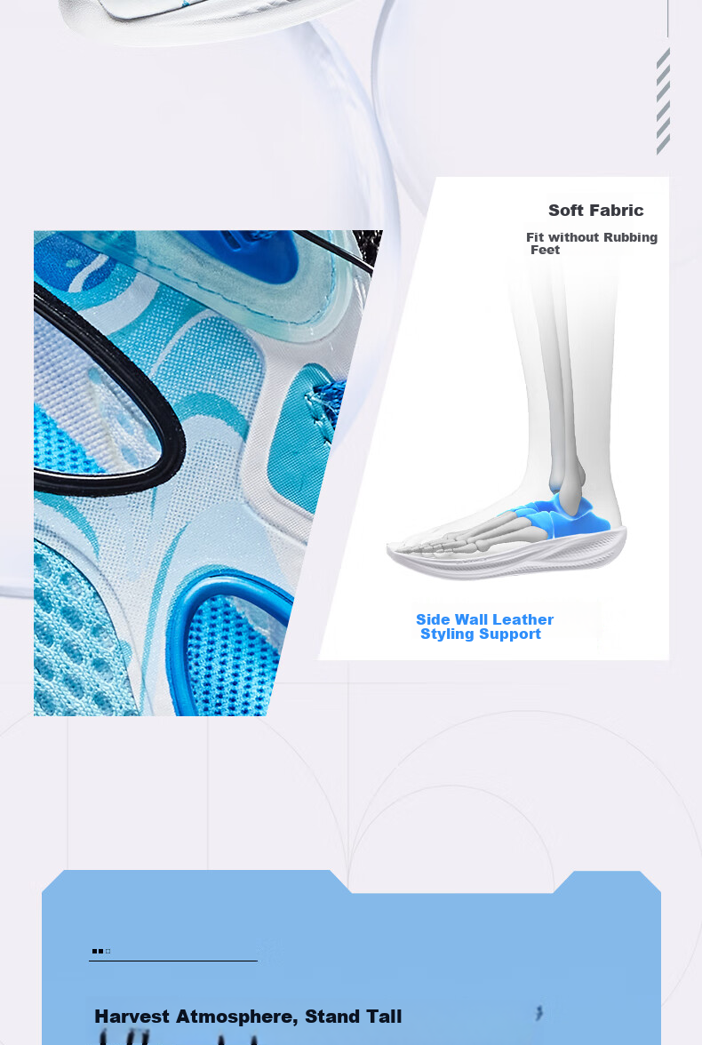ERKE Children's Shoes, Boys' Sandals for Older Kids, Hollow Fashionable Closed-Toe Frame Shoes, Erke White/navy Blue, Size 36 6