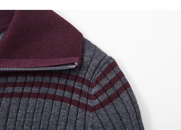 Demana Women's Autumn Wool Blend Cardigan with Lapel, Bell Sleeves, Colorblock Striped Knit Sweater with Zipper 2