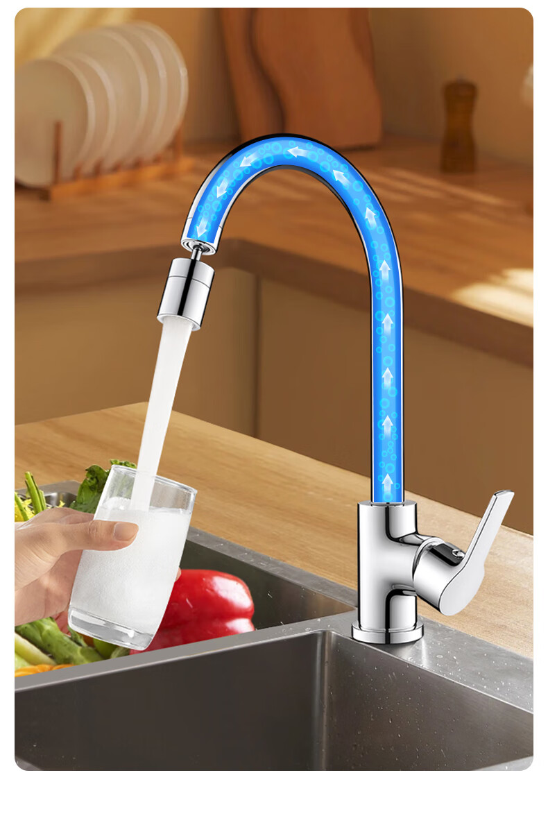 Rosecret 【Germany】All-Copper Kitchen Faucet Hot and Cold Two-in-One Swivel High-Arc Sink Faucet CPLT 1
