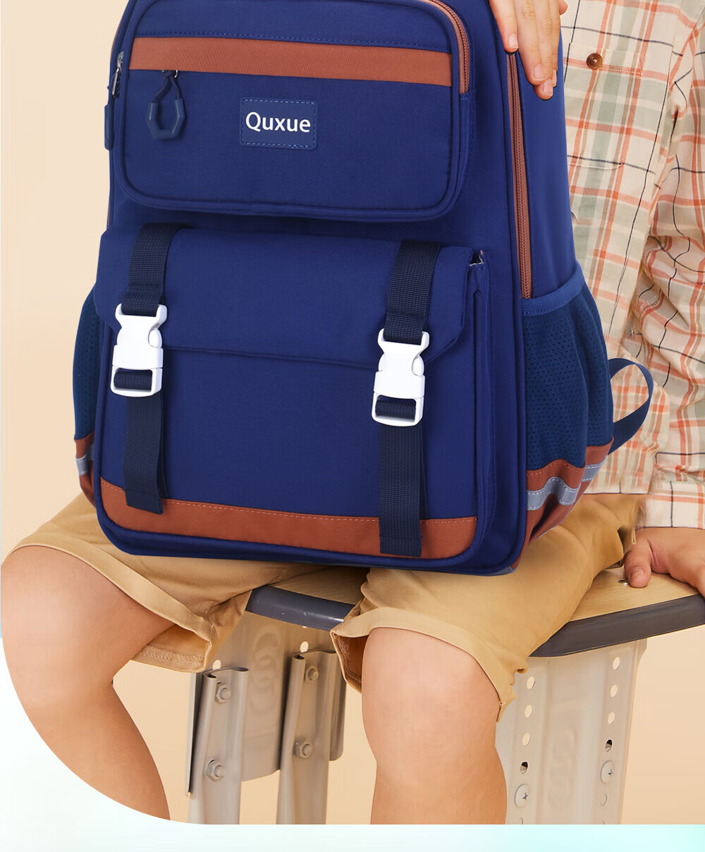 Dishuai Primary School Backpack for Boys and Girls Grade 1-3, Children's Ergonomic Large Capacity Double Shoulder Bag, Royal Blue 1