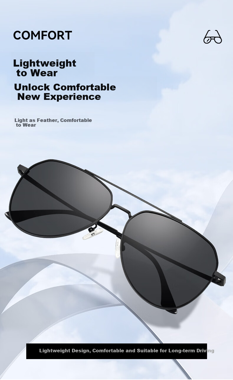 Ouna Doctor Glasses Classic Aviator Sunglasses, Polarized Sunglasses Glasses, Driving Anti-Glare Frog-Eye Glasses, Black 6