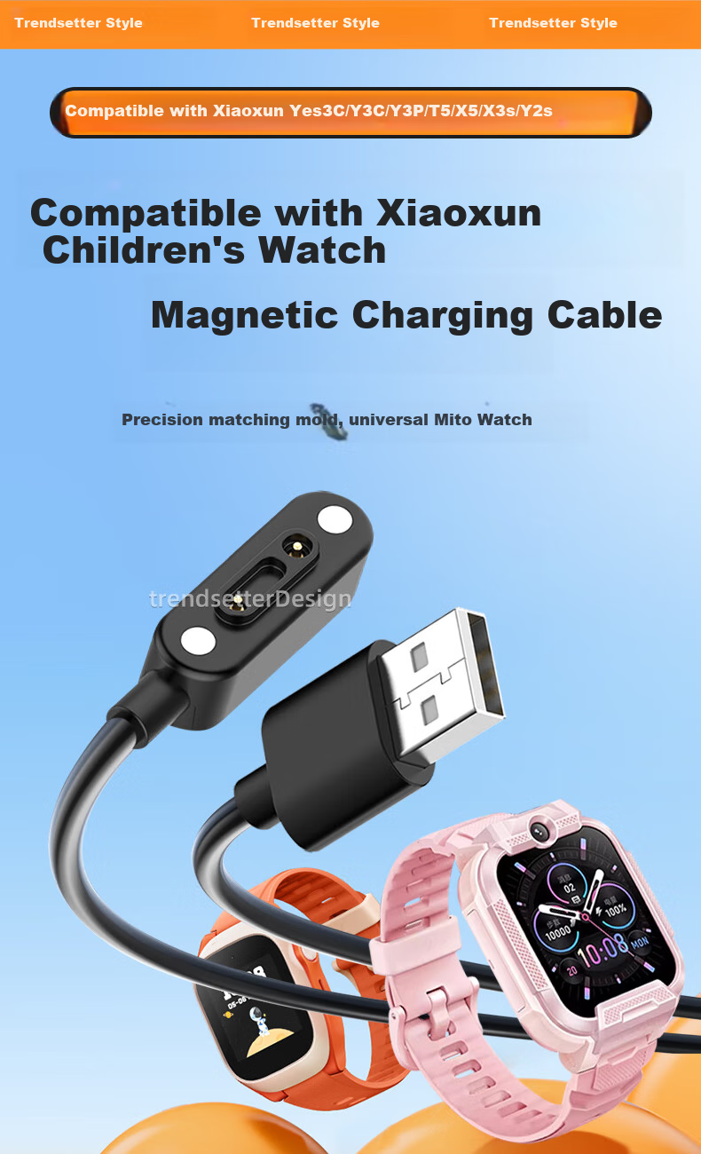 Chaofan Compatible Magnetic Charging Cable for Xiaoxun Smartwatches Yes3C/3 Pro/X5/X3S/P8/P7P6/M6/A9/T5T3/Y2S/Z7/Q2P Children's Smartwatches 1