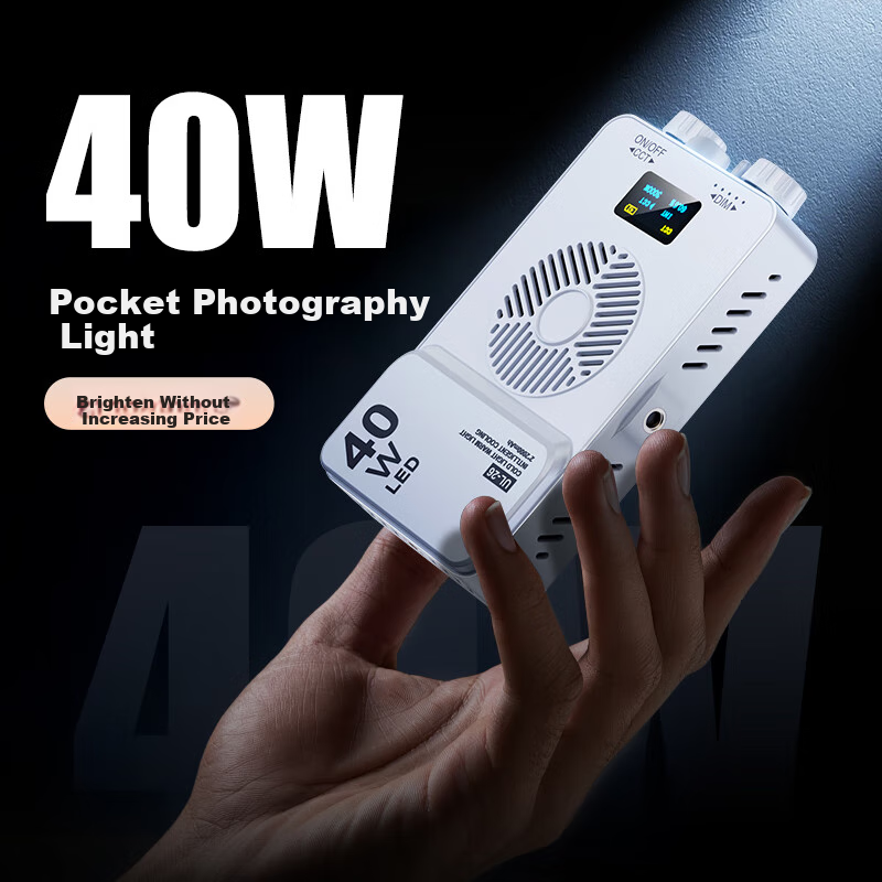 CRENOV 40W Live Streaming Photography Fill Light, Professional Portable Lighting, LED Phone Camera Fill Light, Small Video Light, Indoor Outdoor Shooting Equipment, Constant Light Pocket Light