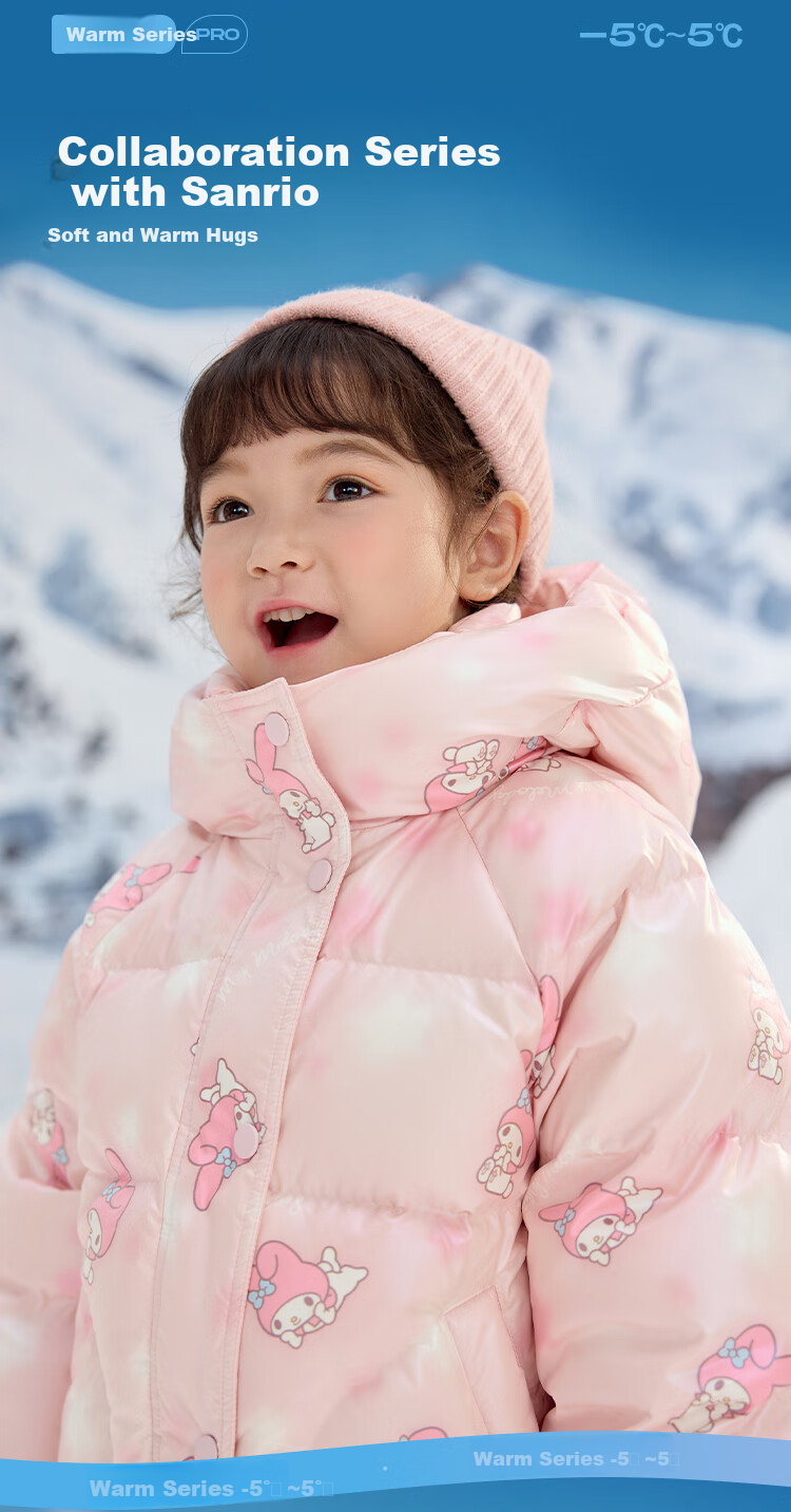 BALABALA [hellokittyIP] Girls' down Jacket Winter Coat Sanrio Outerwear Protective And Warm Fashio 1
