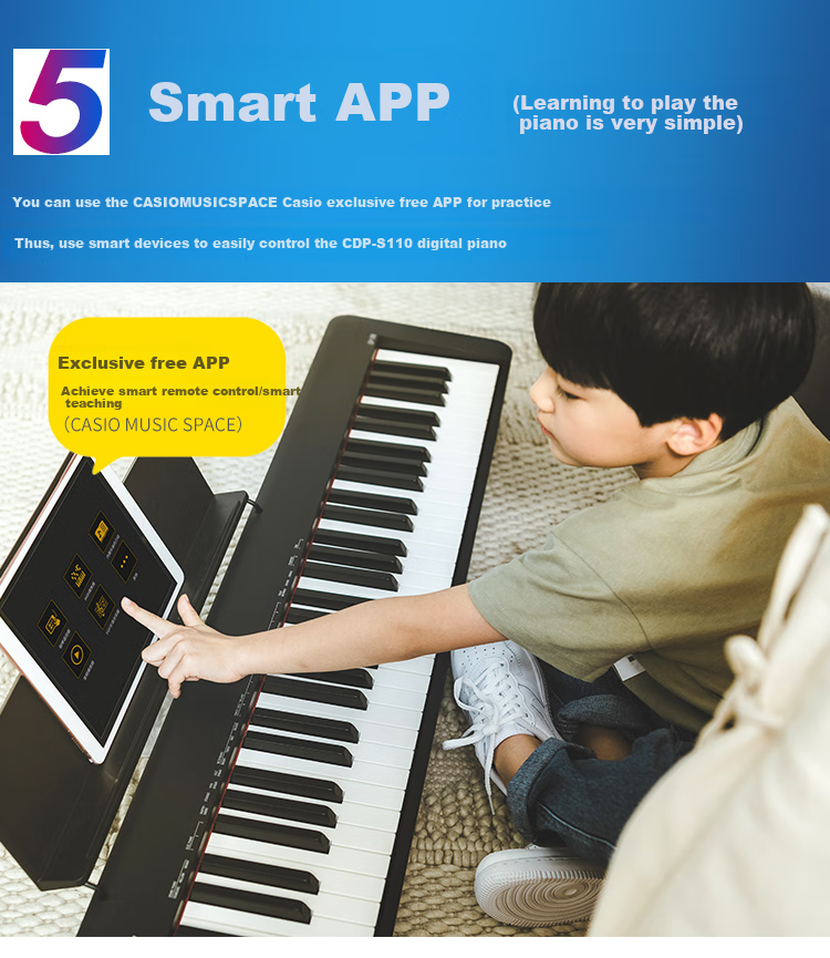 Casio Digital Piano CDPS110 White 88-Key Weighted Hammer Digital Piano Slim Portable Model + X Stand + Bench Gift Package 8