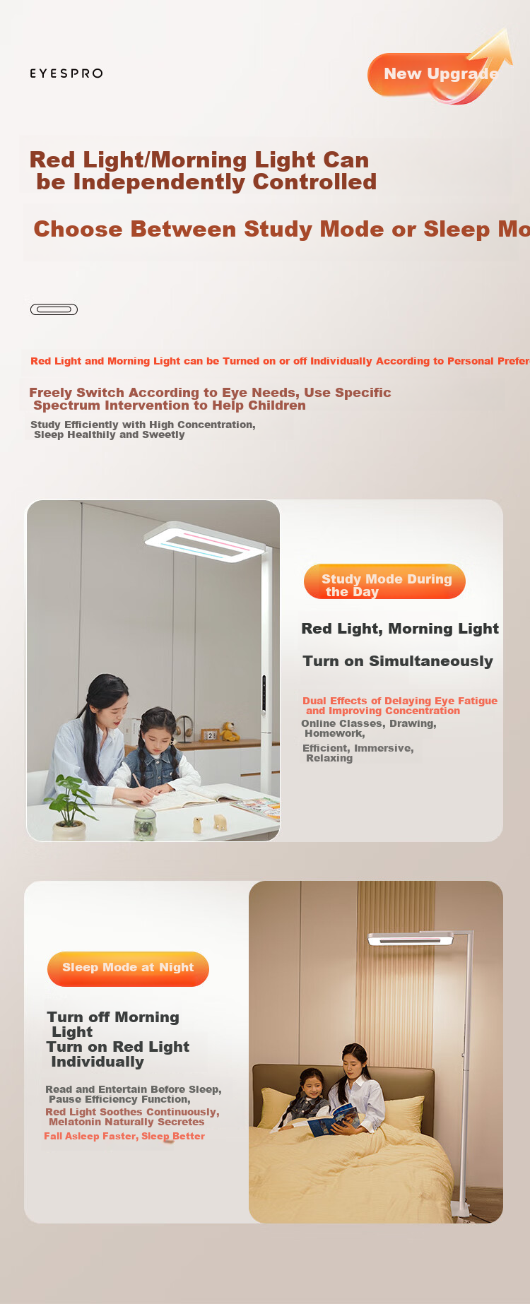 Haishibao Red Light Eye Protection Floor Lamp, Full Spectrum Children's Study Smart Floor Lamp, E5B-140W with Installation Included 6