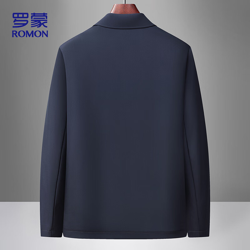 ROMON Executive Jacket Men's Autumn Winter Casual Lapel Coat Middle-aged and Elderly Dad Style 2539 Navy Blue 4XL