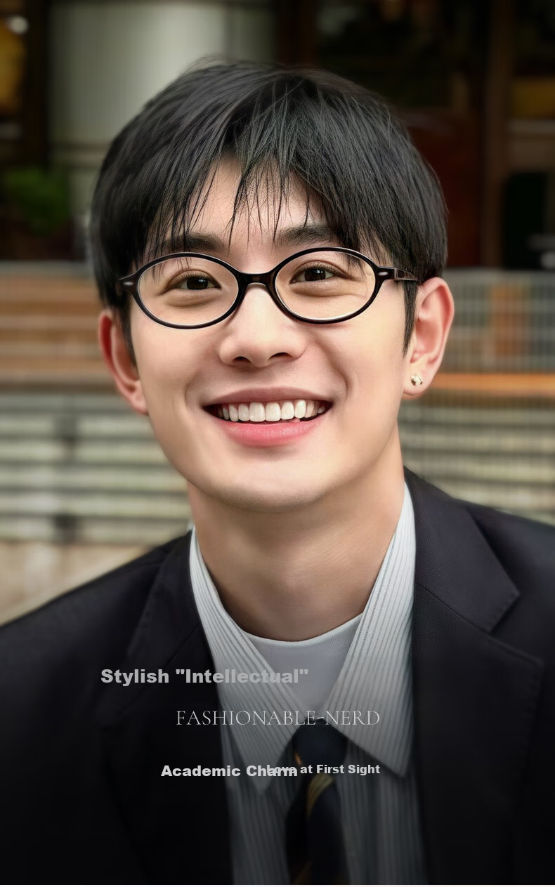 LOHO Small Round Frame Myopia Glasses with Blue Light Protection, Radiation Protection, Prescription Available, Ultra-Light Frame, Artistic And Fashionable Men's Style 1