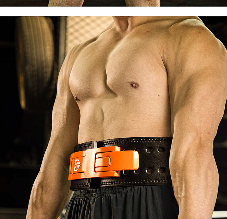 GINGPAI SPORT Professional Powerlifting Gym Belt Quick Release Squat Deadlift Leather Lever Weightlifting Support Gray M 7