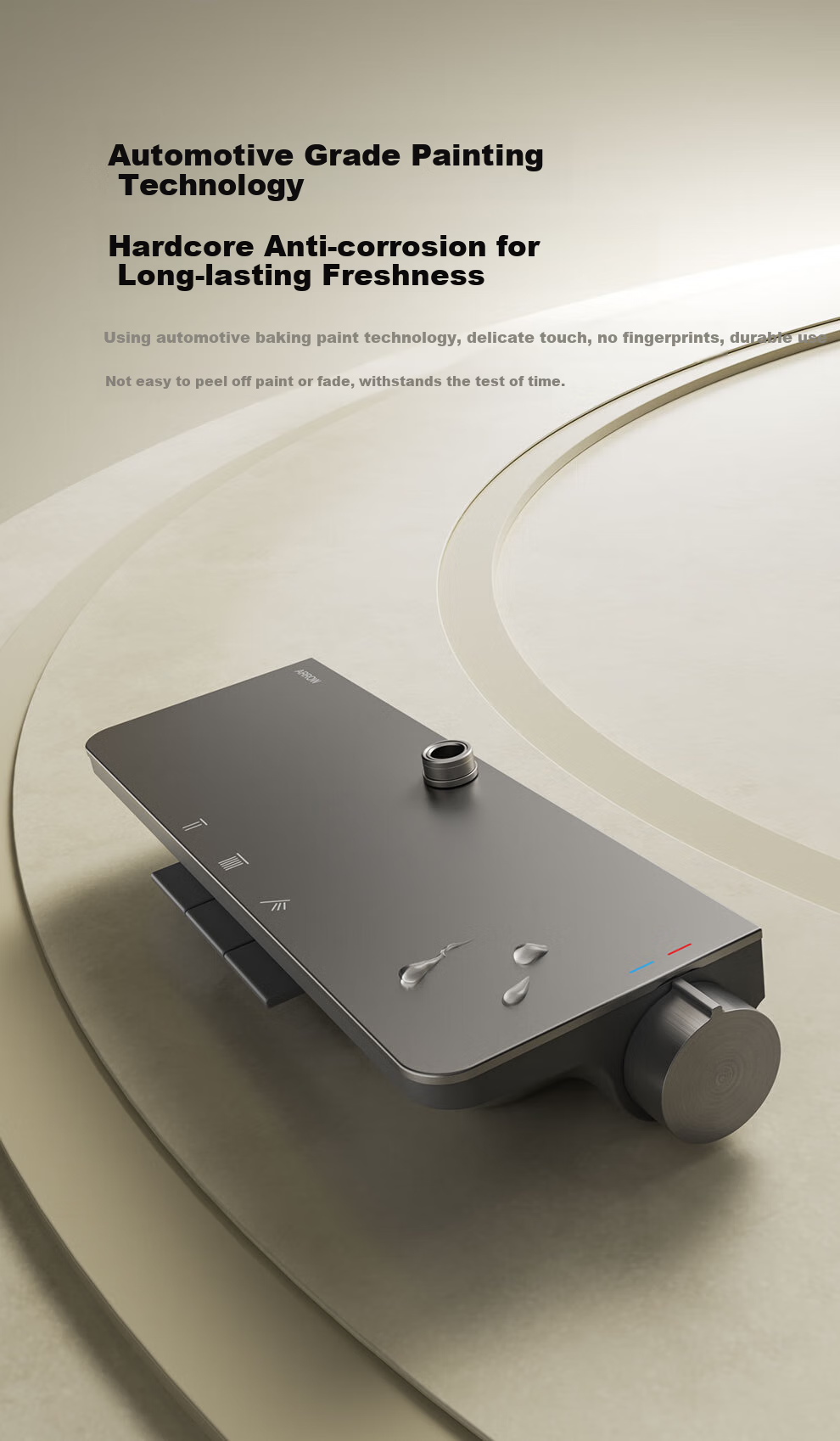 ARROW K150 Shower Head, Three-Function High-Pressure Spray, Piano Key Design, Large Screen Top Spray, AE33192MZGGW 8