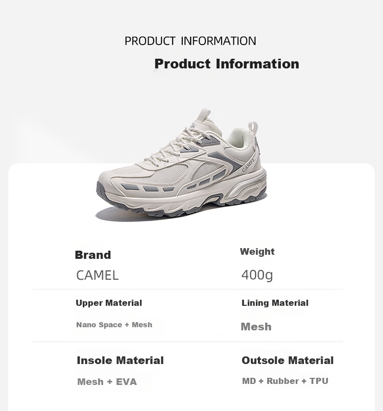CAMEL Outdoor Hiking Shoes Unisex Non-Slip Breathable Sports Casual Footwear 7050 Size 38 11