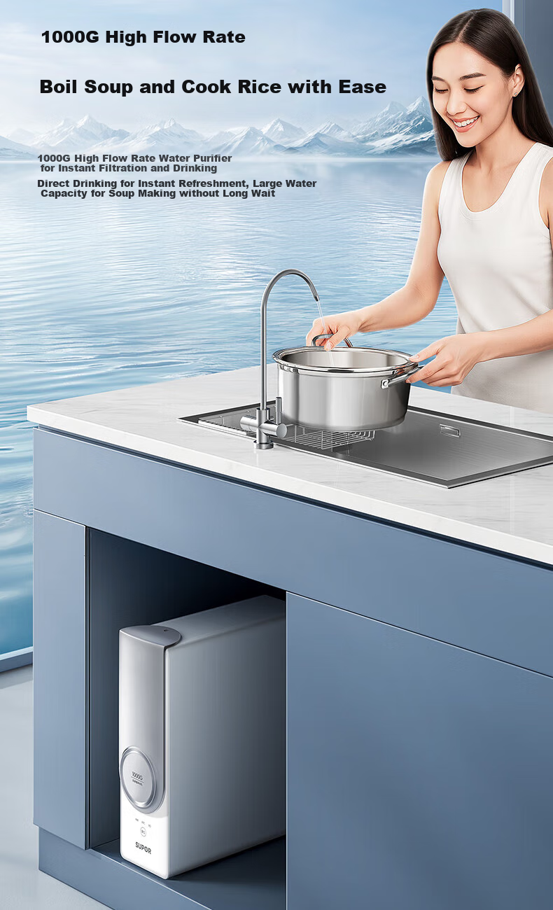 SUPOR Water Purifier, 1000G Household Kitchen Water Filtration System, 5-Year Reverse Osmosis RO Machine, Drinking Water Machine, Direct Drinking Machine, Purified Water [No Scale Inhibitor] DR1000 9