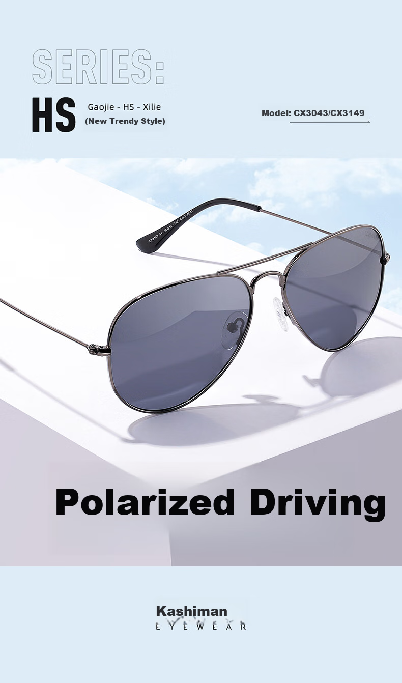 CAXMAN Sunglasses for Men And Women, Polarized Aviator Sunglasses, High Definition Driving Glasses, S1 Gun Frame with Gray Lenses 1