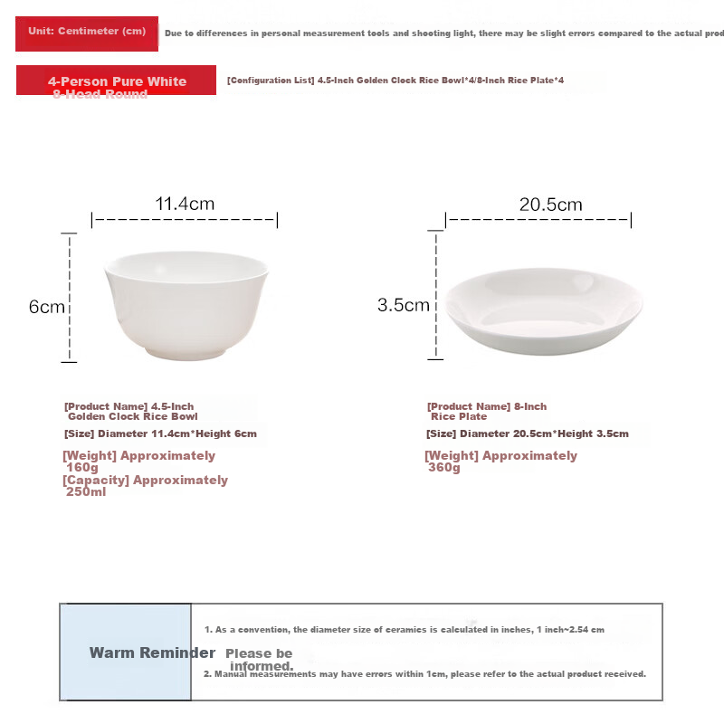 Sky Top Ceramic Bone China Dinnerware Set for Home, Housewarming, 4-Person Pure White 8-Piece Set with Bowls And Plates 2