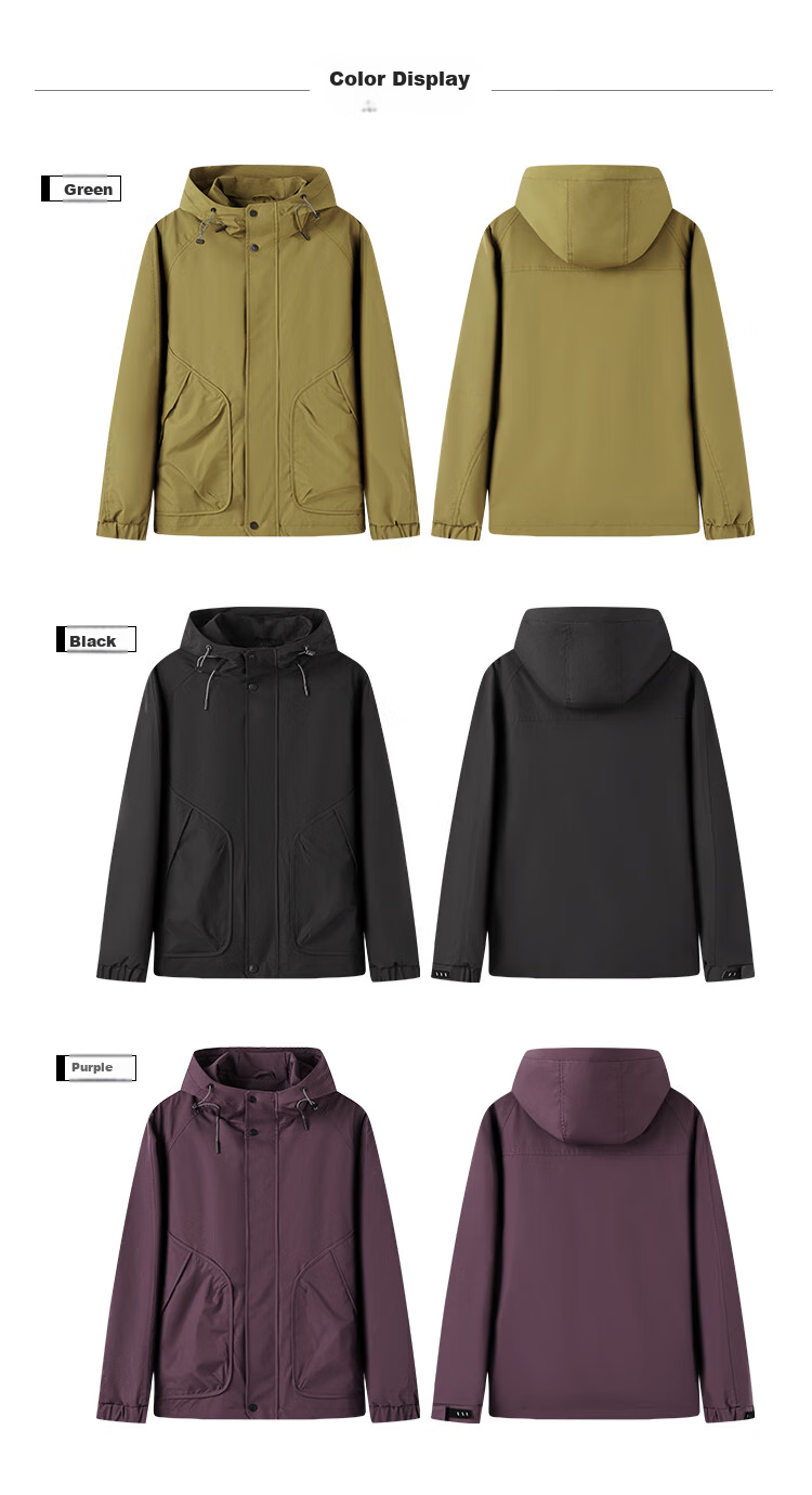 FIRS [Sanfang Technology] Lightweight Men's Jacket with Windproof Hood, Outdoor Wear-Resistant Zip-Up Casual Coat 6