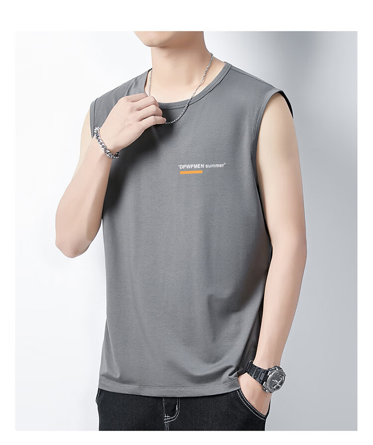 Pierre Cardin Men's Summer Ice Silk Modal Fitness Vest Sleeveless Quick-Dry T-Shirt Black L 11