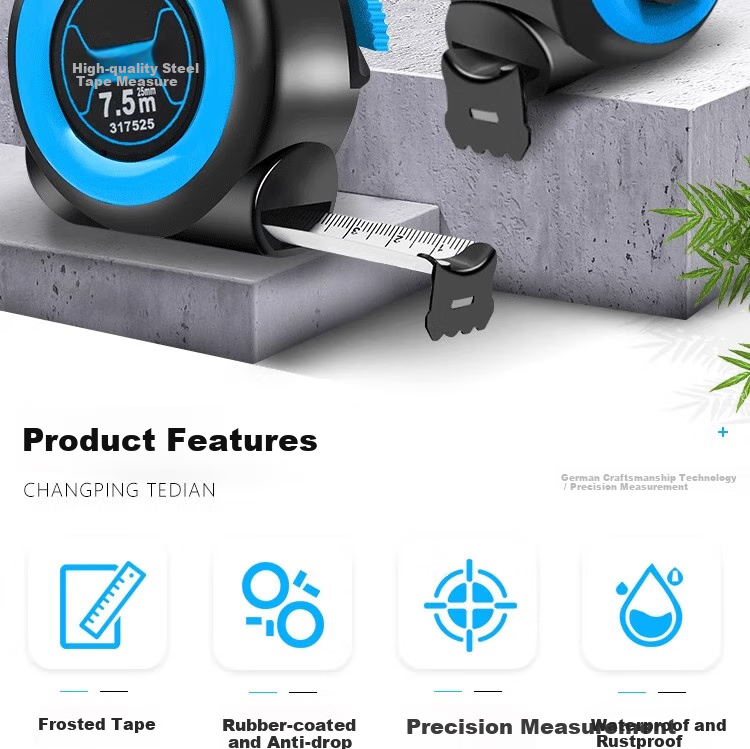 Huangguliangsan Self-Locking Steel Tape Measure, Thickened Household Measuring Tape, Meter Ruler, Box Ruler, High-Precision Carpenter's Ruler, Renovation Measurement Tool, Office Supplies 2
