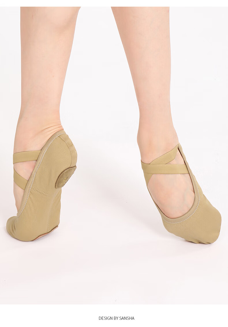 Sansha Ballet Dance Practice Shoes Elastic Fabric Soft Shoes Chinese Dance Two-Piece Sole S107 Pink Size 28 10