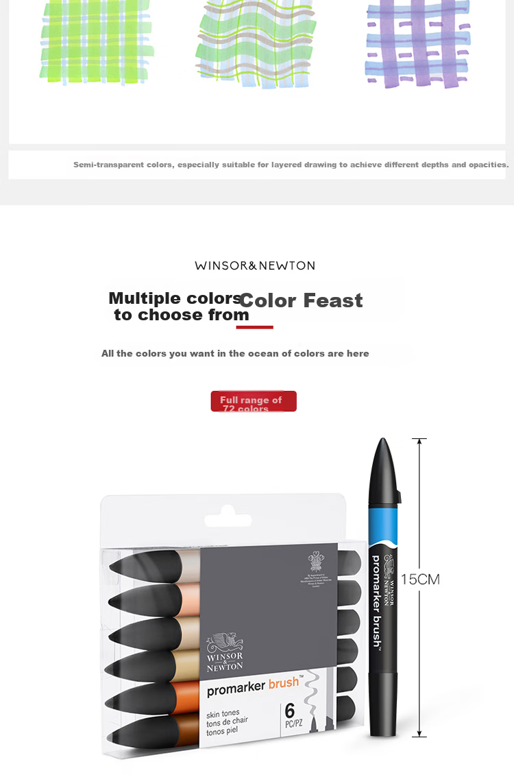 WINSOR&NEWTON [Freud Brand] Alcohol-Based Dual-Tip Marker Set with Soft Tips And Classic Set of 12 Colors Watercolor Pens 9