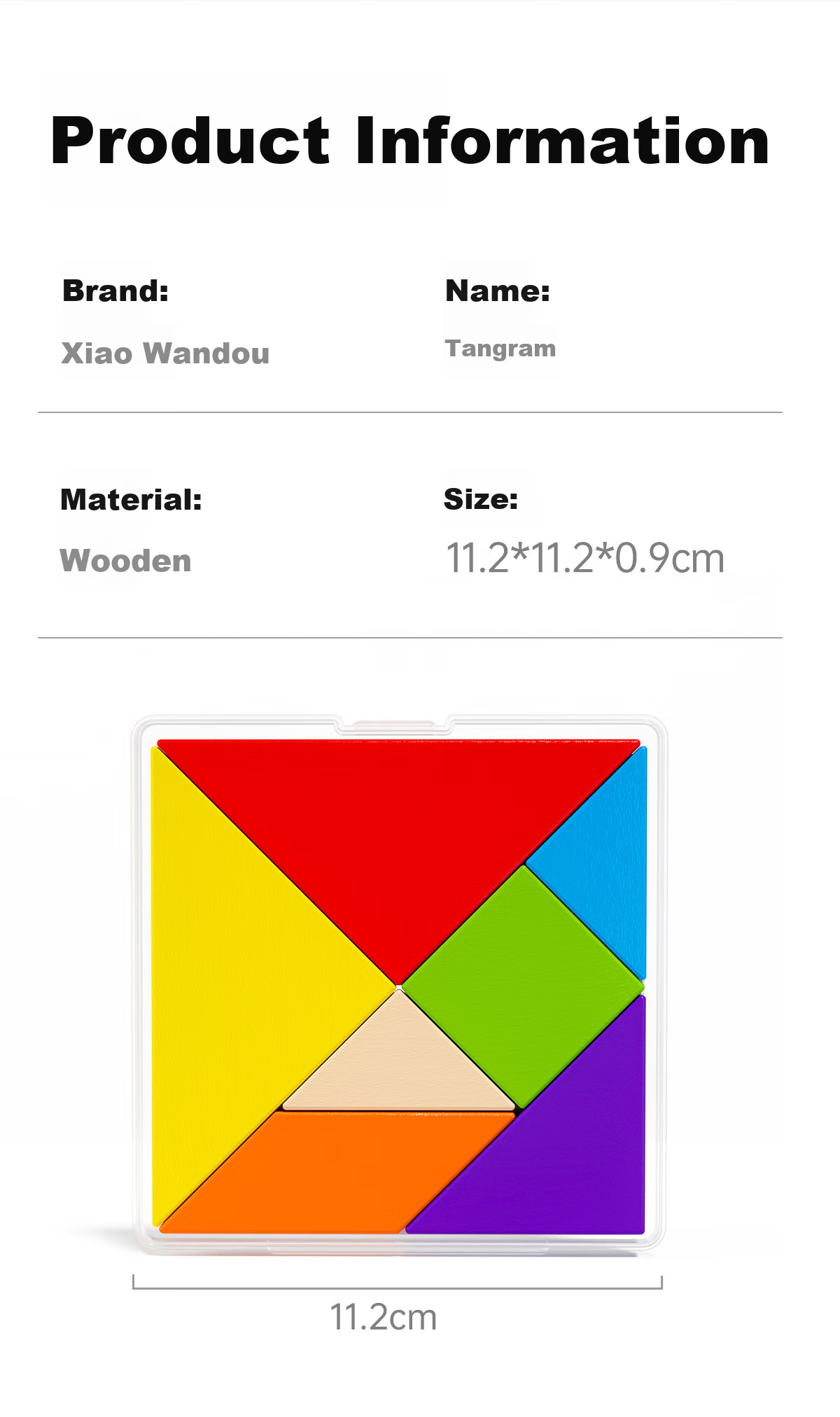 Xiaowandou Wooden Tangram Puzzle for Primary School Students in Grades 2 And 7, Lower Elementary Math Teaching Aid, Educational Toy for Children's Mental Development And Puzzle Solving 6