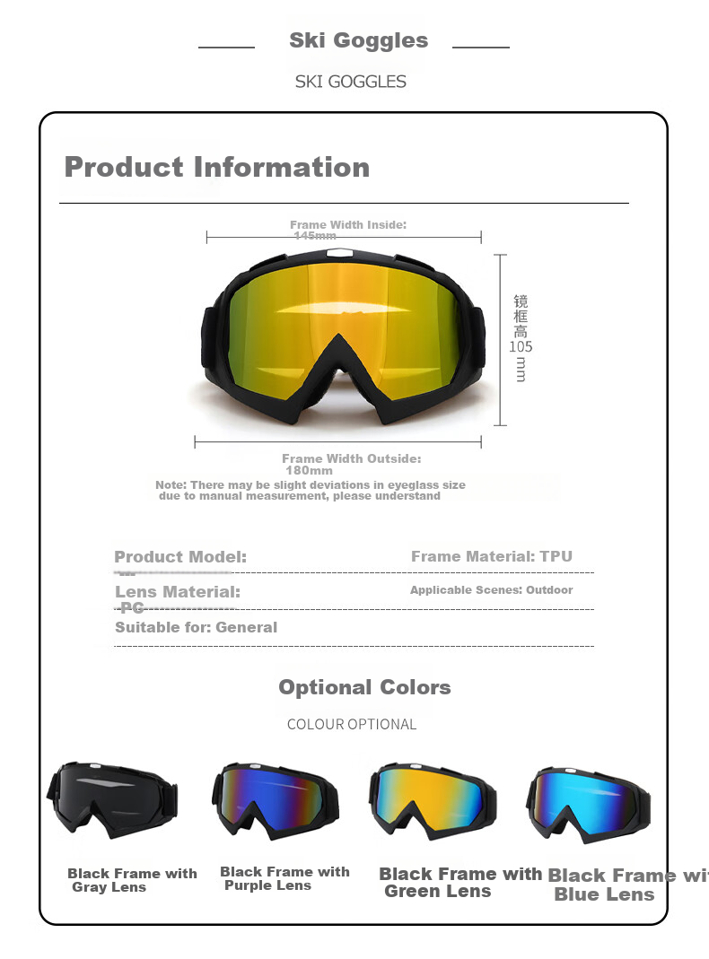 LOVECRAFT Anti-Fog Goggles with Silver Coating for Skiing, Hiking, Cycling, Myopia, Outdoor Sports, Windproof Glasses 2