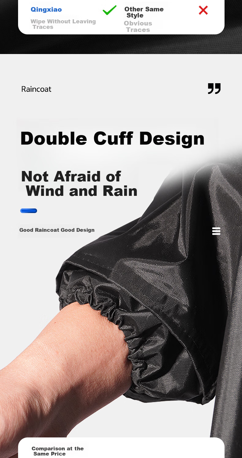 Qingxiao Raincoat Set, Thickened Oxford Cloth XXL, Heavy Rain Protection, Electric Scooter Delivery Rider Two-Piece Reflective Suit for Men And Wome 9