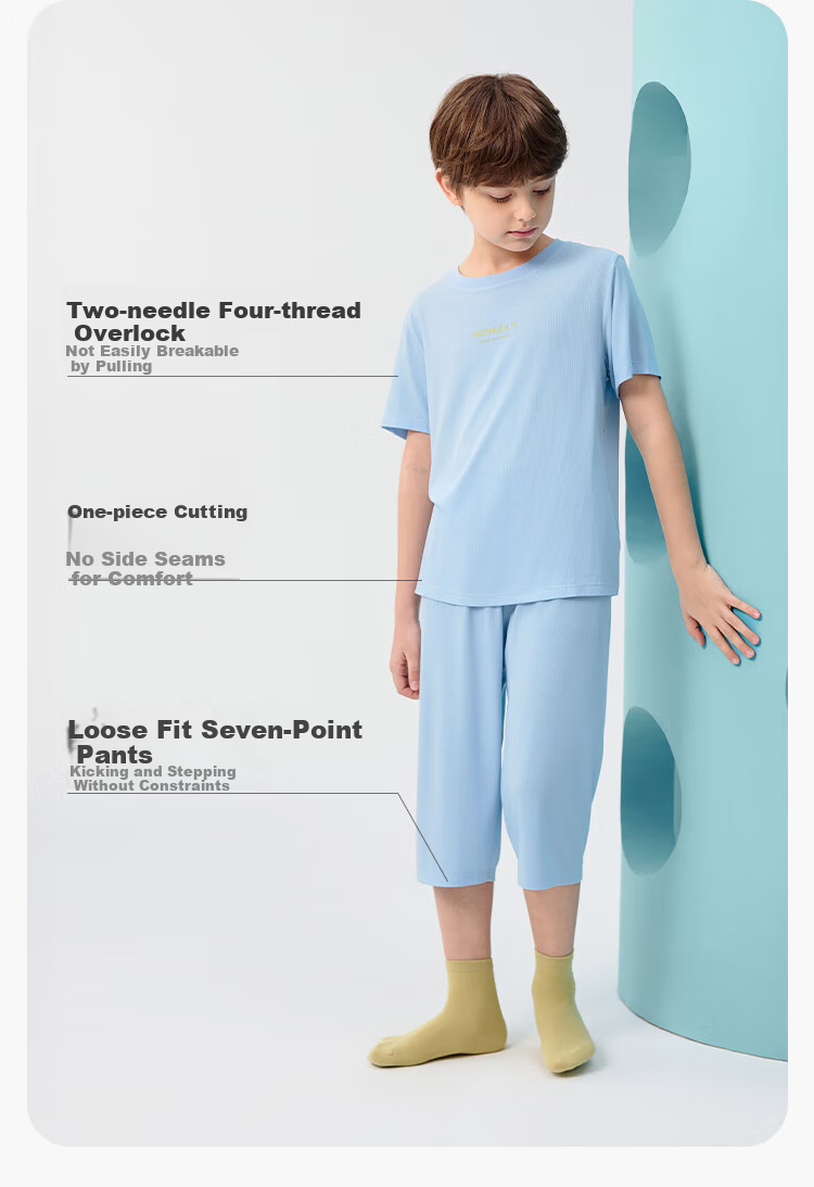 BALABALA Children's Pajama Set Summer Boys And Girls Home Wear Bamboo Fiber Breathable Comfortable for Outdoor Use 208225171204 4