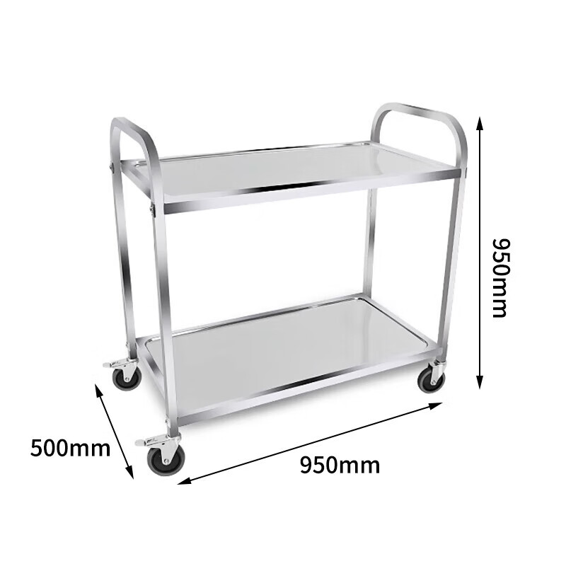 DSRAWMYT Stainless Steel Mobile Food Cart, Three-Tier Commercial Serving Cart, Dish Collection Cart for Restaurants, Hotel Serving Trolley 14