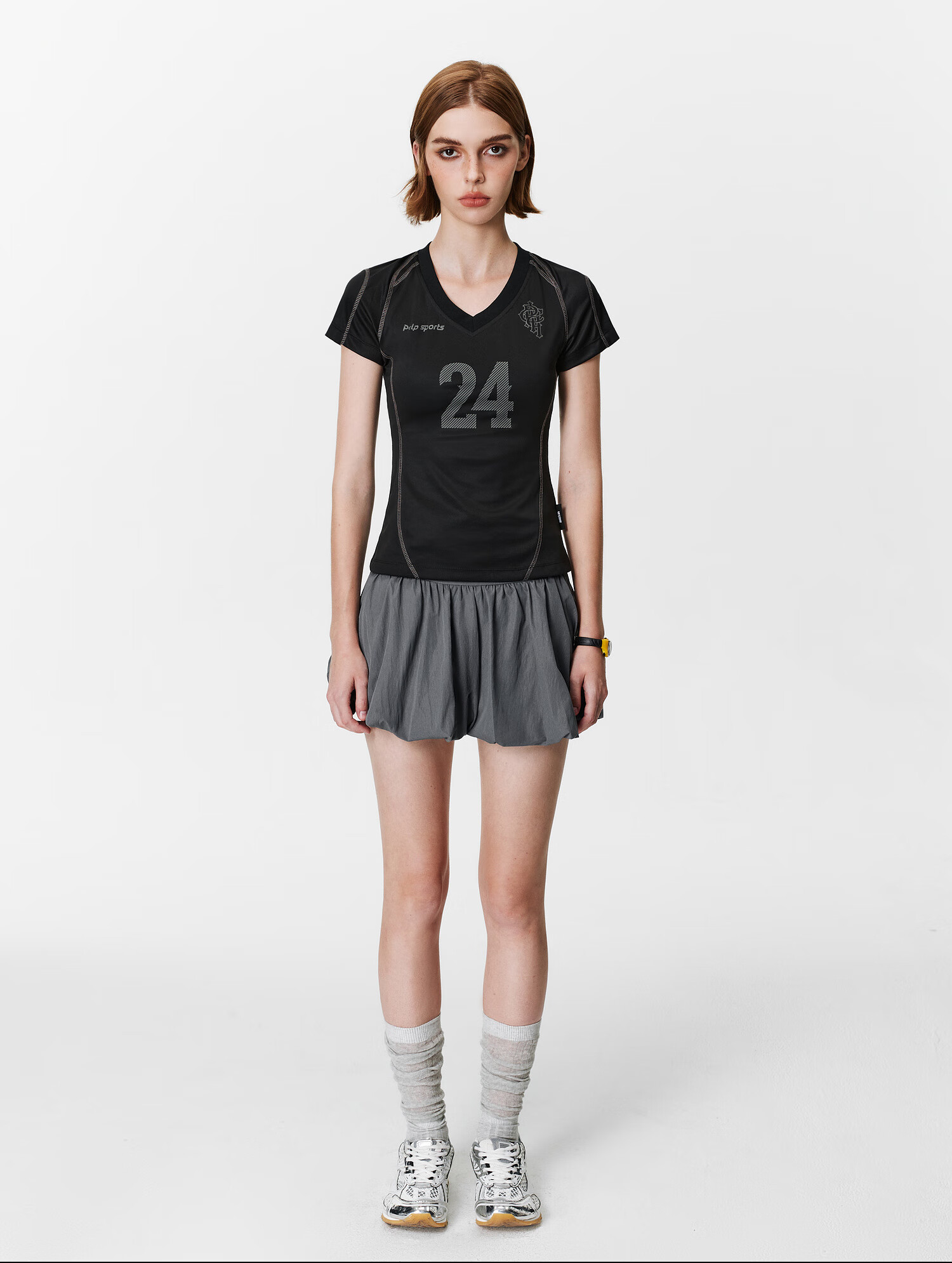 PCLP V-Neck Digital Football Short Sleeve Summer Slim Fit American Sports T-Shirt for Women Blue S 13