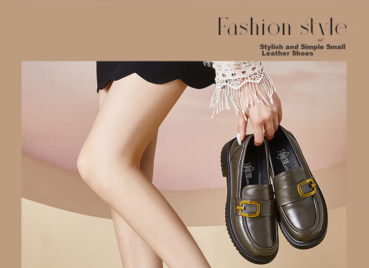 Dusto Black Thick-Soled Leather Shoes for Women, 2026 New Spring Slip-On Commuter Shoes, Soft-Soled British Loafers 1