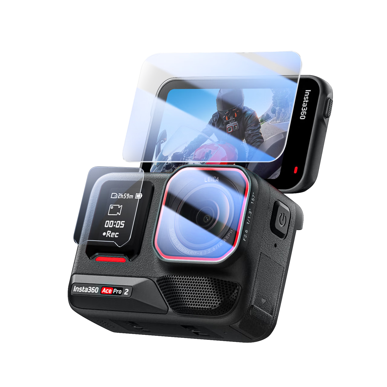 BIAZE [AR Enhanced Transparency] Suitable for Insta360 Ace Pro 2 Action Camera Lens Tempered Glass Screen Protector, Anti-Scratch High-Definition Protective Film Accessory XJM35
