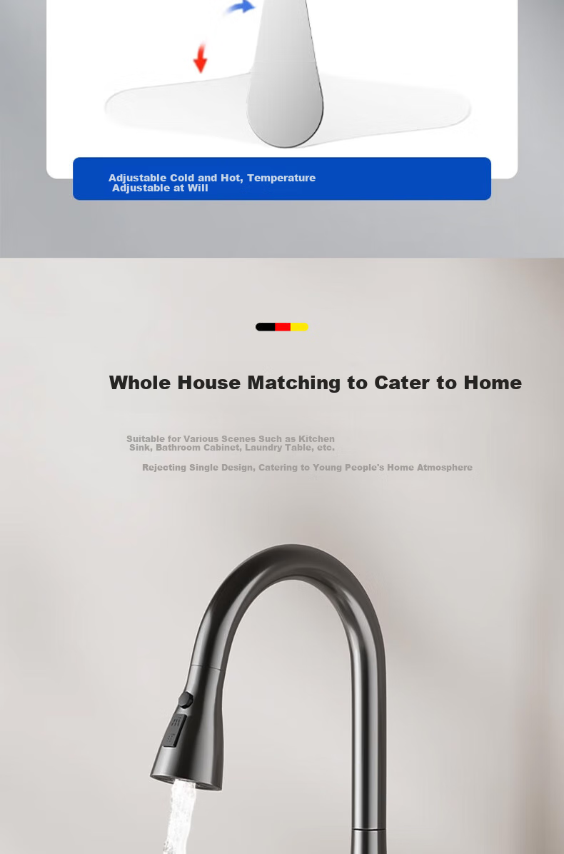 HOMK [Germany] Kitchen Faucet, Hot And Cold Vegetable Washing Sink, Pull-Out Faucet, Extendable Dishwashing Sink Faucet 16