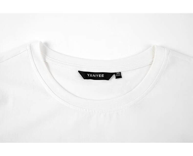 YANYEE Vintage Print Cotton Short Sleeve T-Shirt 2025 Spring Commuter Round Neck White Top for Women White 1 XL 16