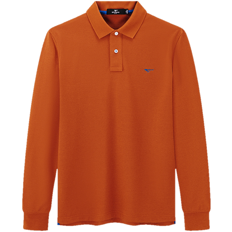 SEPTWOLVES Men's Long-Sleeve T-Shirt with Collar, Antibacterial, Temperature-Controlled, Color-Fast, Multi-Color Wolf Logo, Business Casual Breathable POLO Shirt