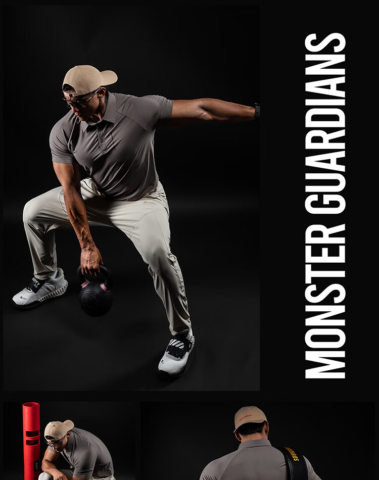Monster Guardians Men's Sports Short Sleeve 3D Texture Trendy Moisture-Wicking Slim Fit Polo Shirt Brown Gray M 5