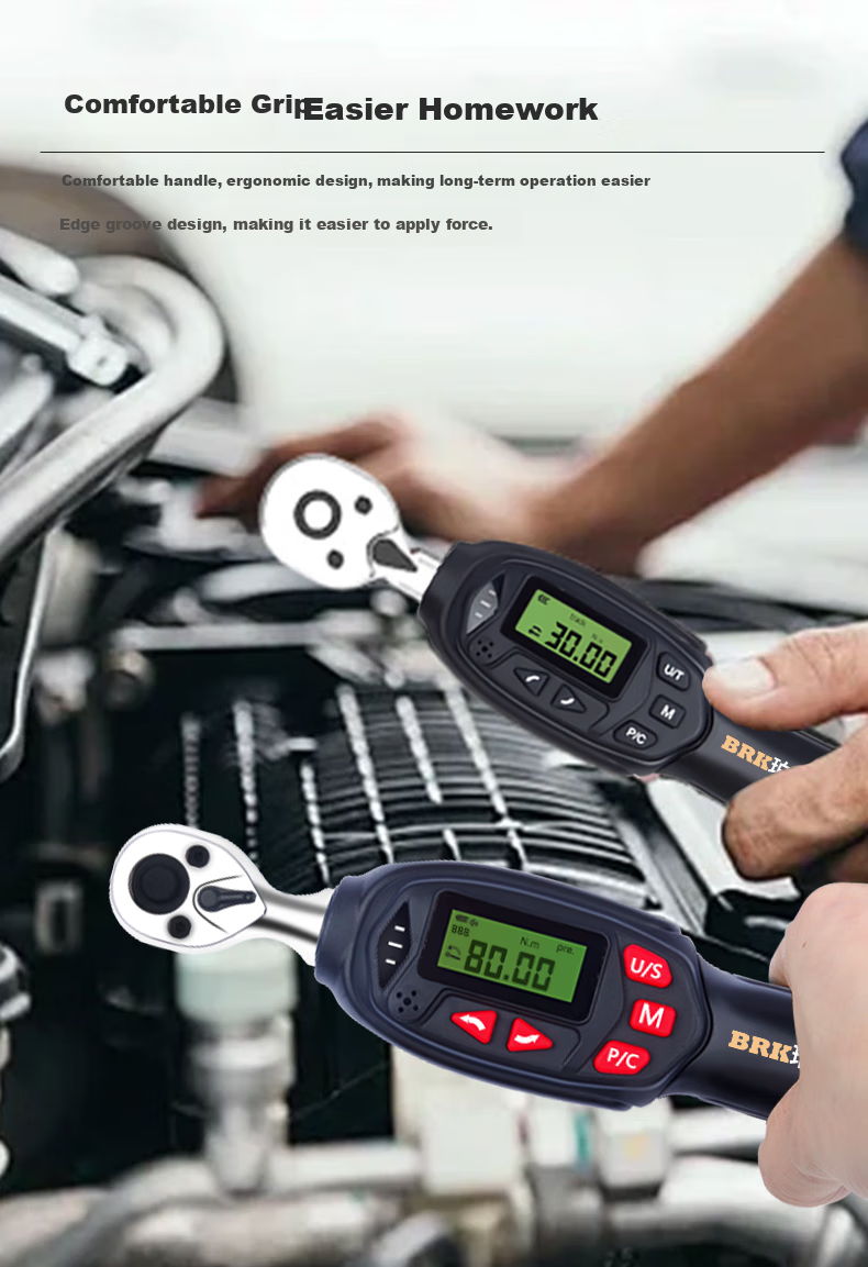 Poruike BQA2-12BN Digital Torque Wrench, High-Precision Electronic Torque Wrench, Ratchet Head, Preset Torque Wrench 8