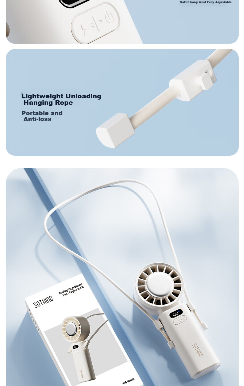 SOTHING Cooling Foldable Handheld Fan Neck Hanging/Handheld/Desktop Foldable All-in-One Built-in Ice Pack Module Hardcore Mecha Design DSHJ-S-2506A 17