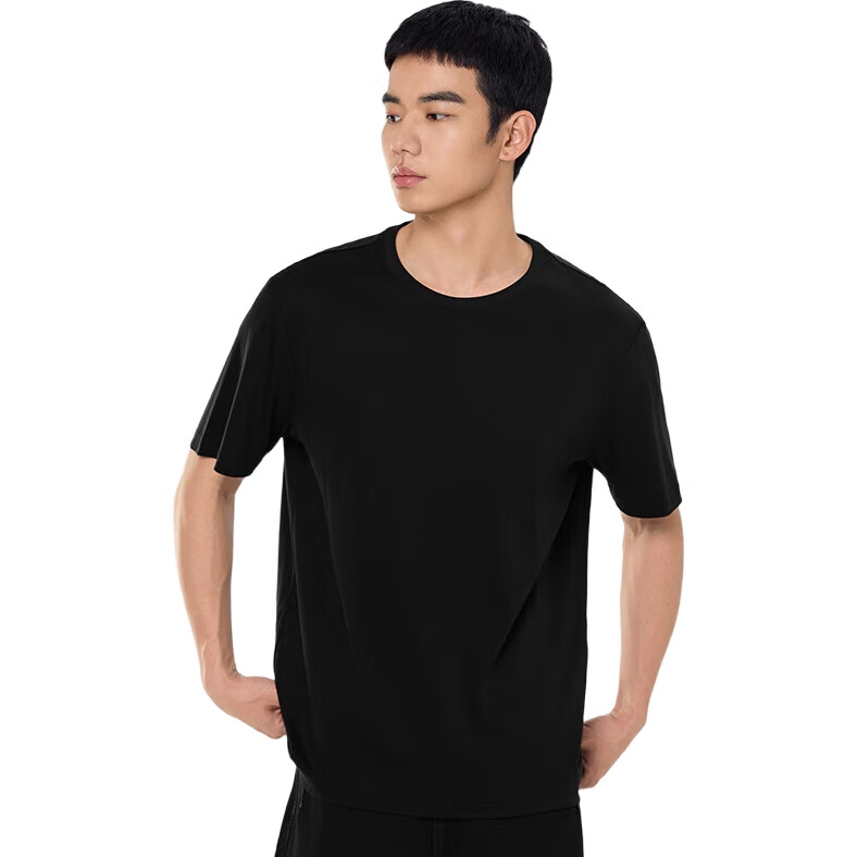 MARKLESS Футболка мужская из 100% хлопка, однотонная, с коротким рукавом, размер 2XL, цвет Полуночный черный