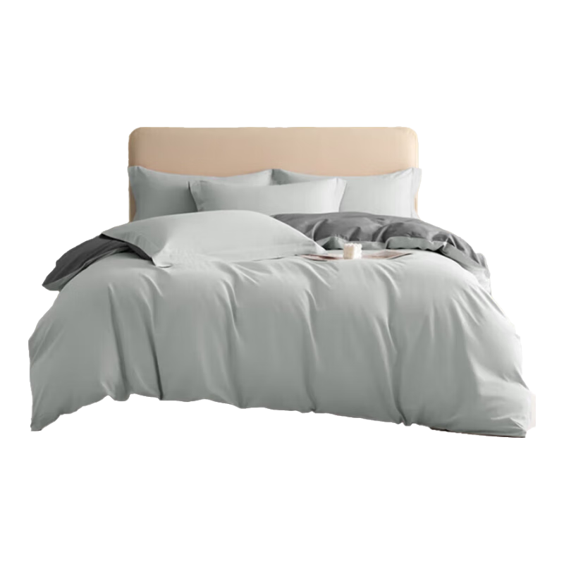 Ranpai, 100% Pure Cotton Duvet Cover Single Piece, 60-Count Light Luxury Long-Staple Cotton Double Quilt Cover, Gray Two-Tone, 220x240cm
