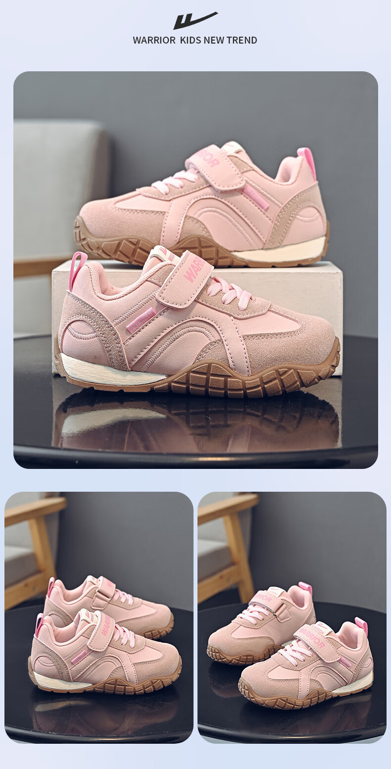 Warrior Girls' Spring and Autumn Lightweight Sports Shoes Children's Student Training Shoes WZ-1628 Pink Size 30 3