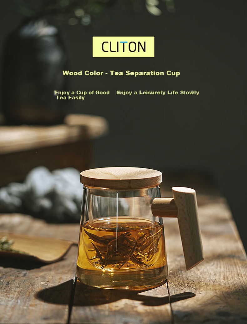 CLITON Thickened Heat-Resistant Glass Tea Cup with Filter, Tea-Water Separation, Home and Office Red and Green Tea Cup, Tea Ceremony Cup 1