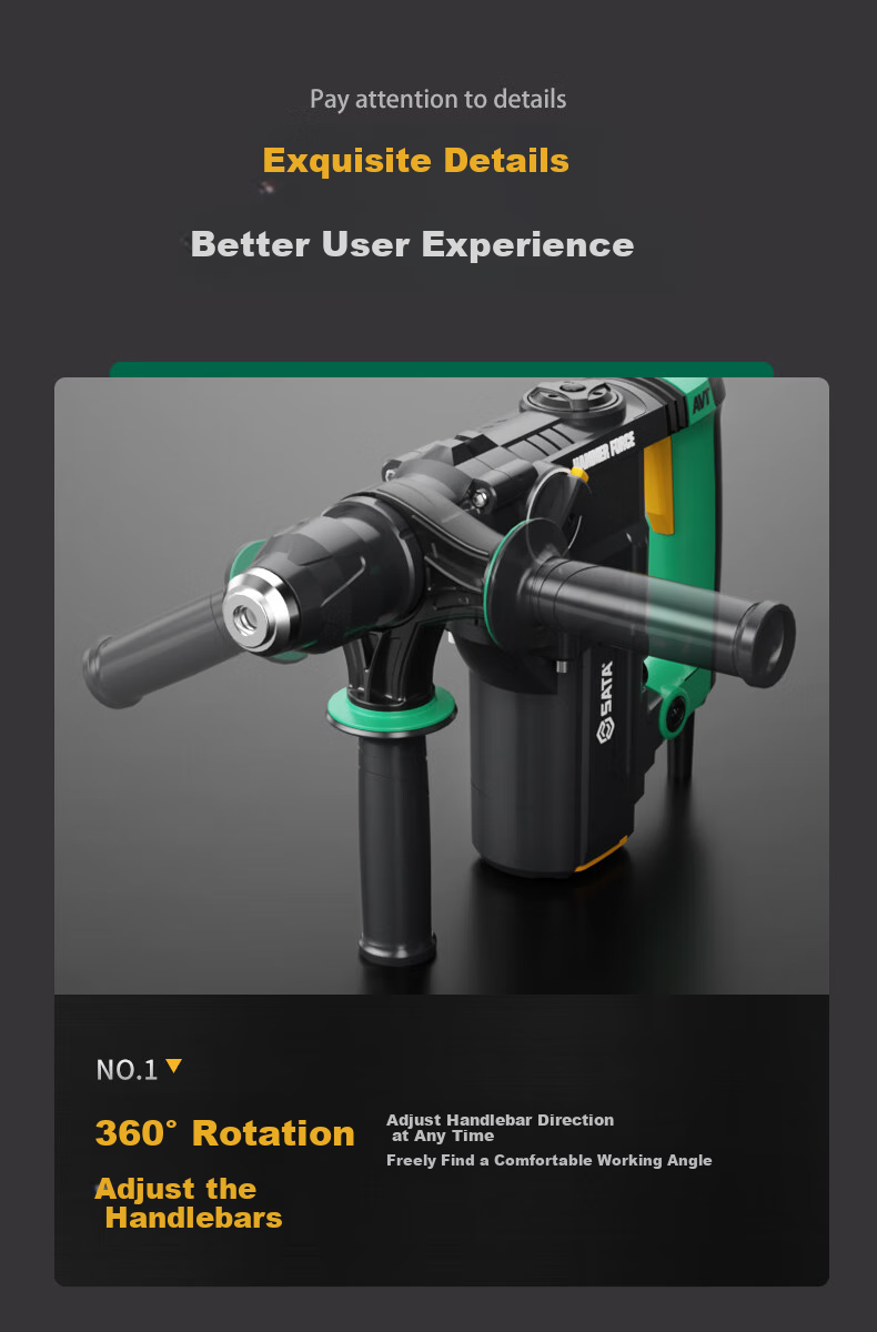 Shida (SATA) Electric Hammer, Pickaxe, Drill, Multi-Functional Impact Drill, Concrete Industrial Grade High-Power D05733 Standard 6