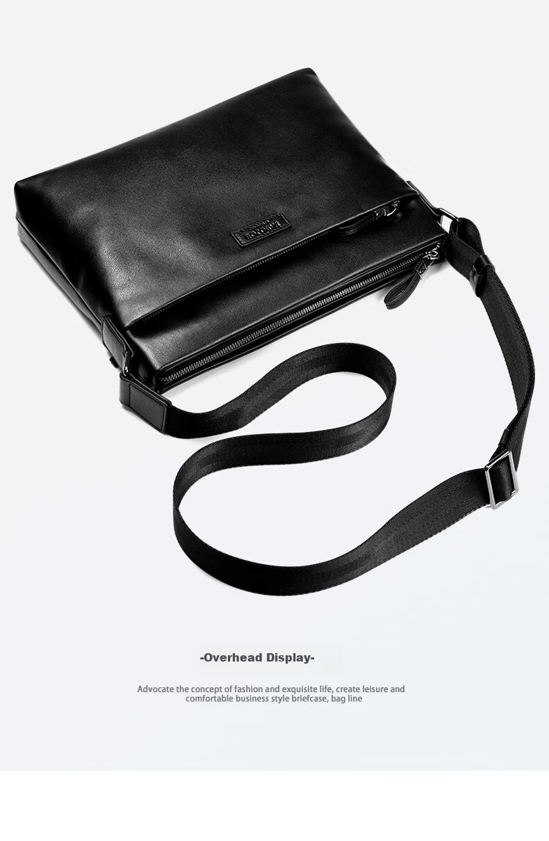 Pabojoe Leather Crossbody Bag for Men, Top-Grain Cowhide Horizontal Style Men's Shoulder Bag, Large Capacity Messenger Bag, Commuter Square Bag, Valentine's Day Gift 10