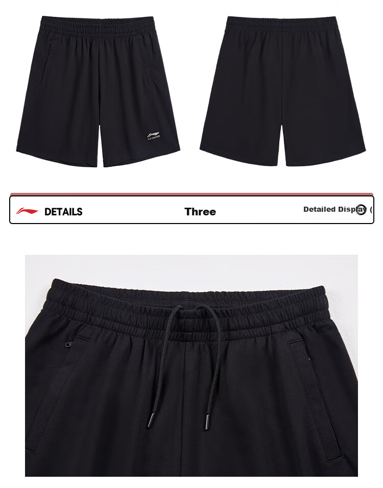 LI-NING Men's Summer Quick-Dry Breathable Running Shorts Cool Comfortable Classic Casual Sports Shorts 6
